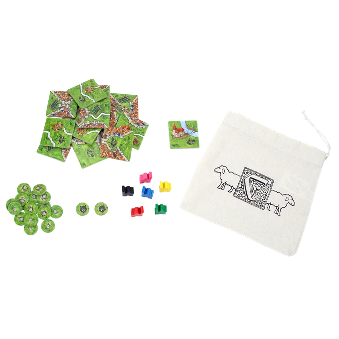 Carcassonne: Herders & Wijngaarden - Uitbreiding 9 — overzicht van de onderdelen van de uitbreiding