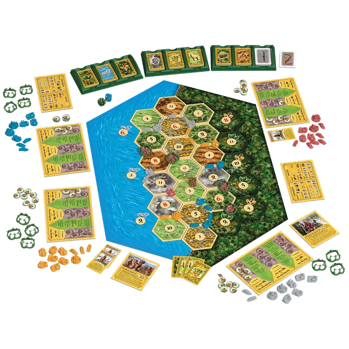 Catan: De Opkomst van de Inca’s — overzicht van het spelbord en de onderdelen