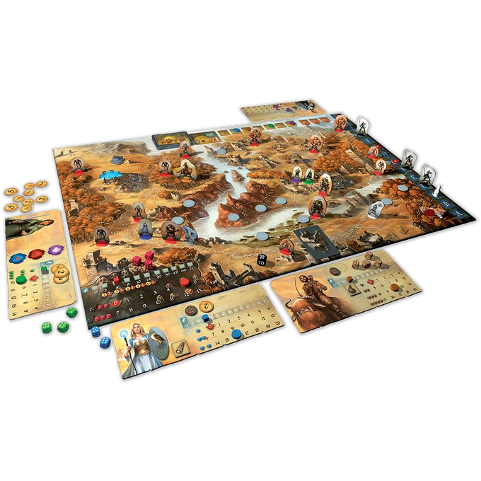De Legenden van Andor: Het Verre Land (NL) — overzicht van het spelbord en de onderdelen