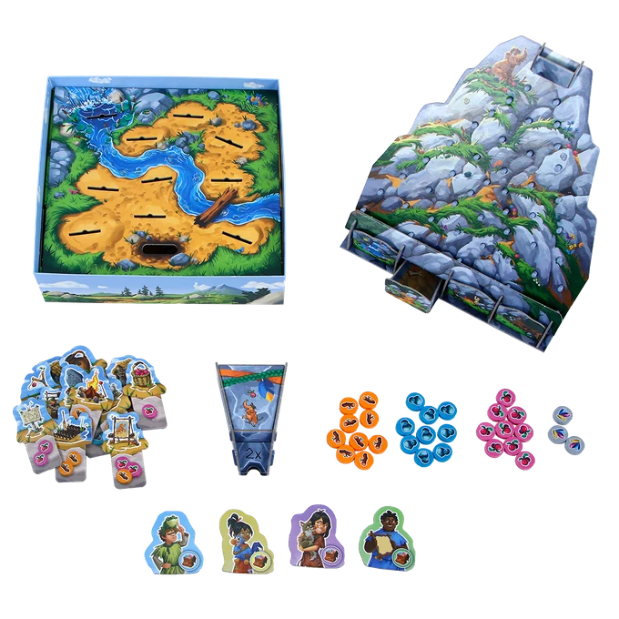 Paleolino — overzicht van het spelbord en de onderdelen