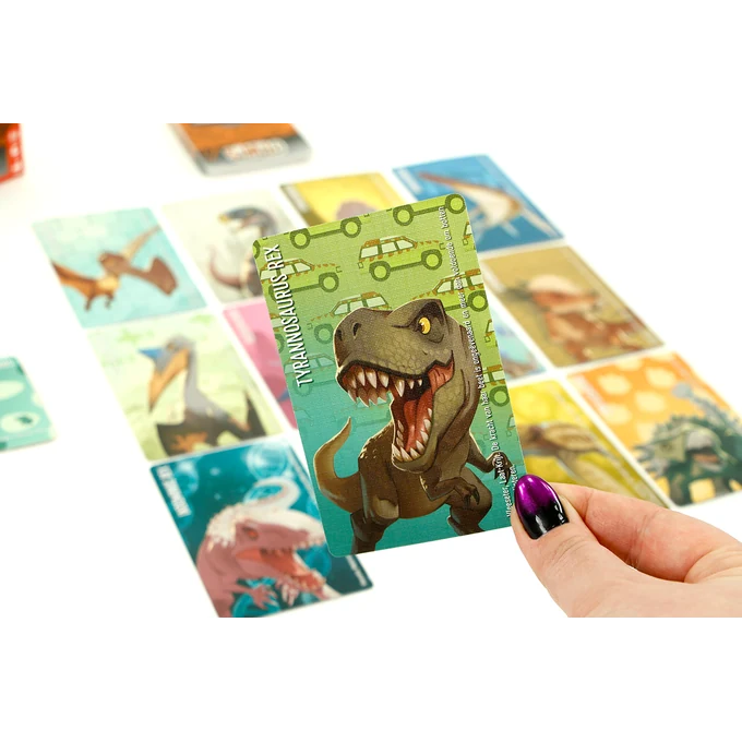 Similo: Jurassic World — detail van een dinosauruskaart in de hand