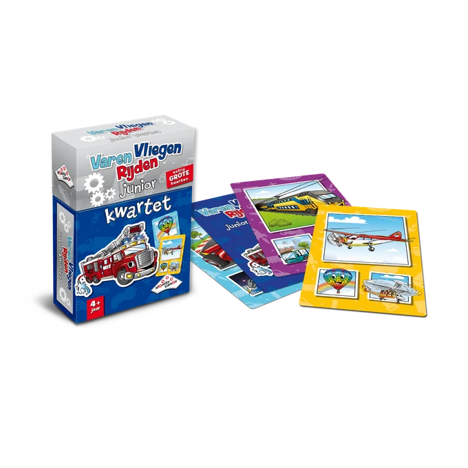 Varen, Vliegen, Rijden - Junior Kwartet (NL) — speldoos en kwartetkaarten
