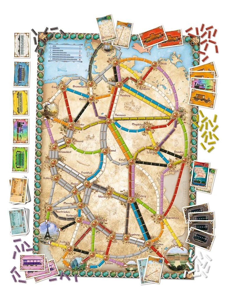 Ticket to Ride - Germany (EN) — overzicht van het speelbord