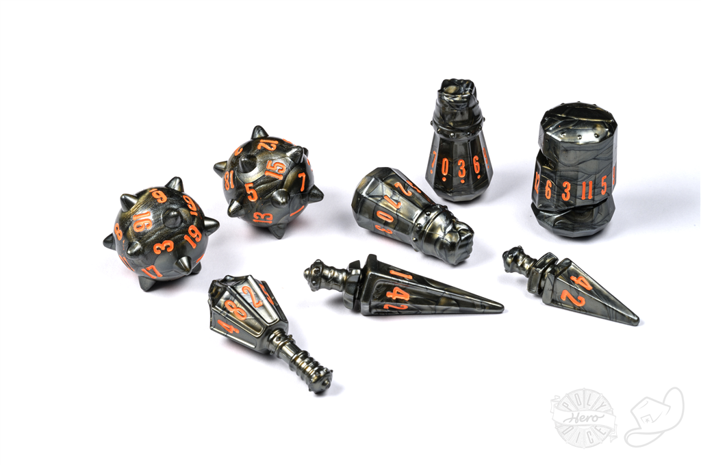 [BF-76645] PolyHero Warrior 8 Dice Set Steel Grey