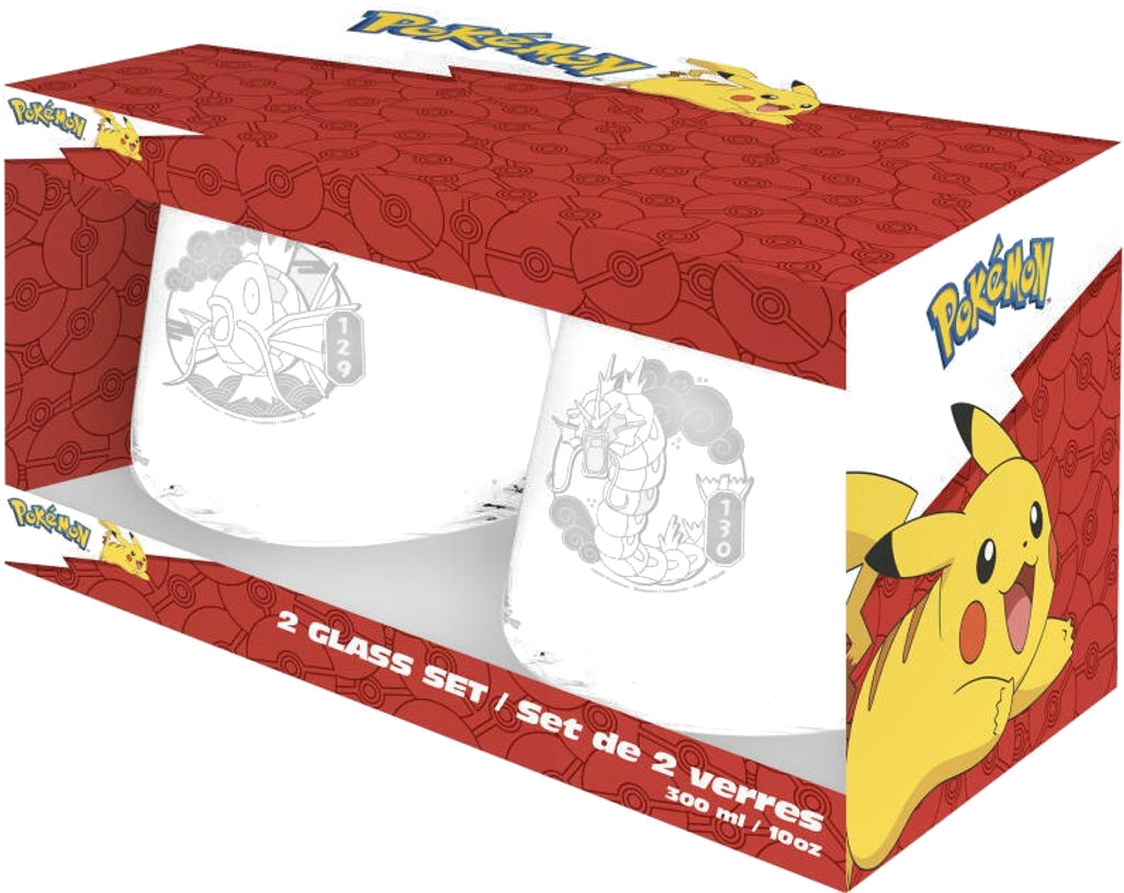 [Pokemon - 2 glass set - magikarp & gyarados] Pokémon - Magikarp & Gyarados Glass Set (2 Glasses)