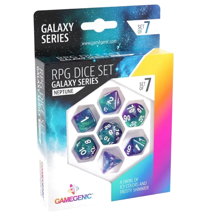 [Gamegenic rpg dice set galaxy serie / series 7-delige / 7 dice set neptune] Gamegenic - Galaxy Series - Neptune - RPG Dice Set (7 Pieces)