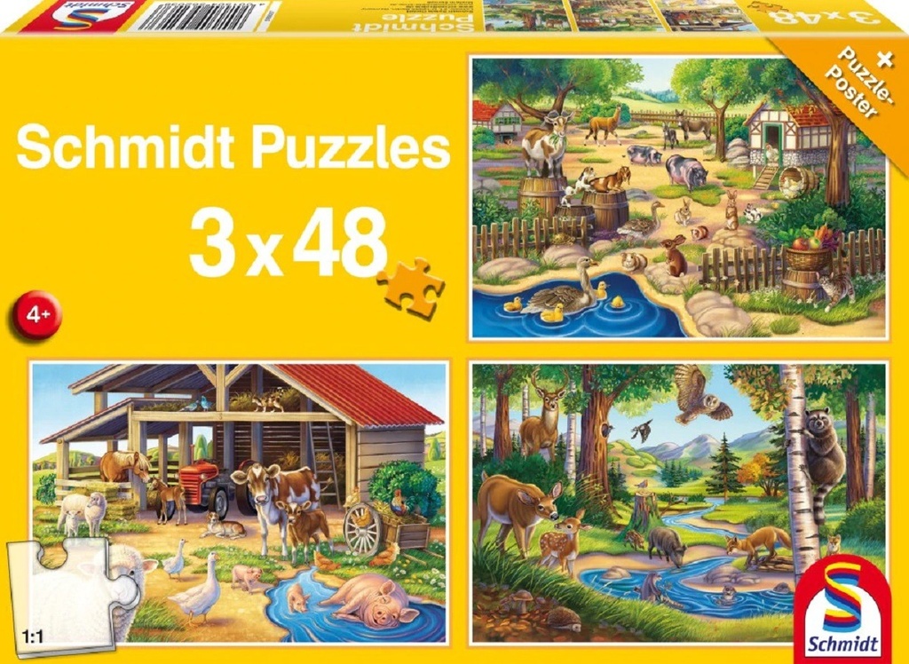 Puzzle Al Mijn Lievelingsdieren, 3x48 stukjes