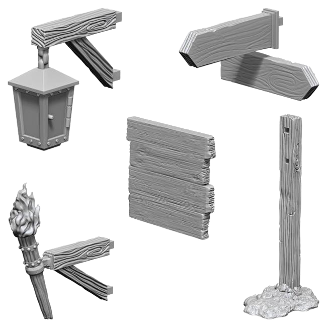 Wizkids Deep Cuts Unpainted Miniatures: Signs & Lights