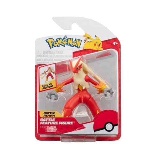 Pokémon Blaziken Battle Feature Figure - 4.5-Inch Blaziken Battle Ready Figure with Leg Kick Attack