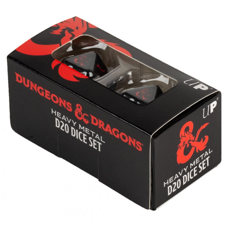 Heavy Metal Black and Red D20 Dice Set (2ct) for Dungeons Dragons