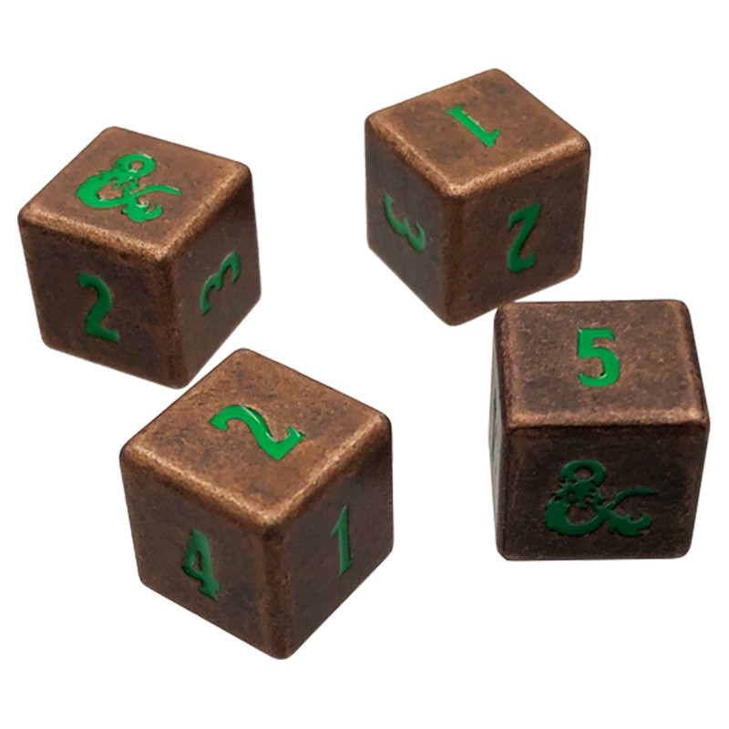 Heavy Metal Feywild Copper and Green D6 Dice Set (4ct) for Dungeons Dragons