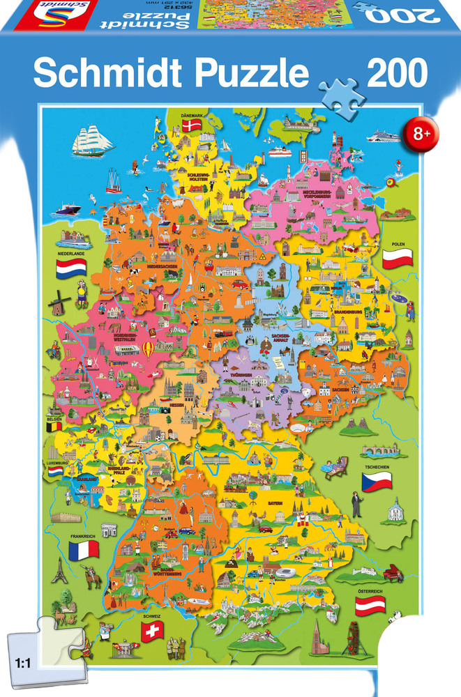 Schmidt - Map of Germany with Pictures Puzzle (200 Pieces) (DE)