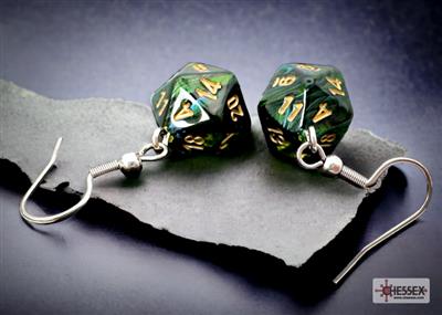 Chessex - Hook Earrings Scarab Jade Mini-Poly d20 Pair