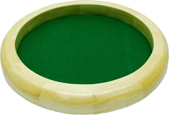 Dobbelpiste bruin hout rond 35cm - groen vilt