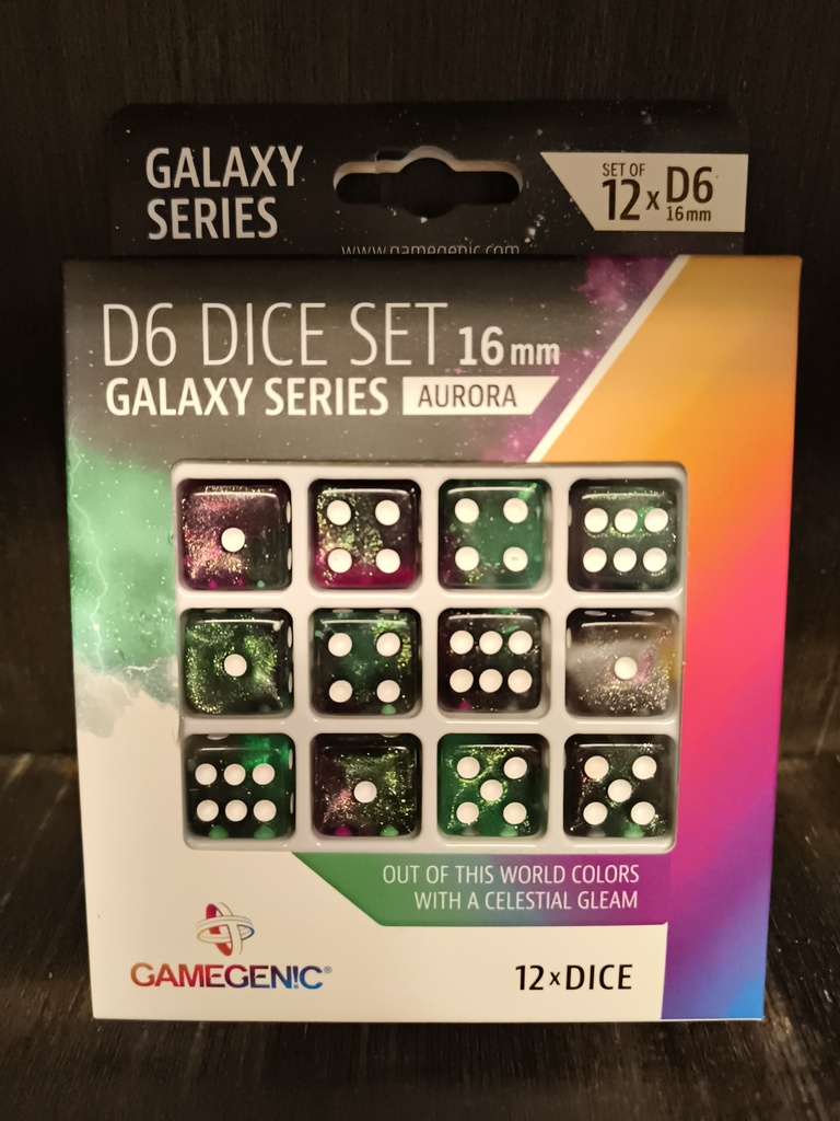 [Gamegenic galaxy serie dobbelstenen 12-delig / 12 dice set 16mm aurora] Gamegenic Galaxy RPG Dice Set (12-delig) (Aurora)