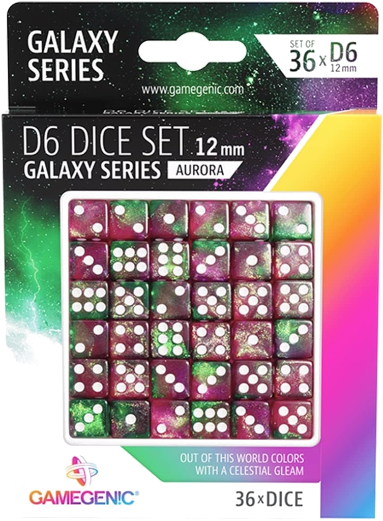 [Gamegenic galaxy serie dobbelstenen set 36x d6 12mm aurora] Gamegenic - Galaxy Series - D6 Dice Set (36 Dice) (Aurora)