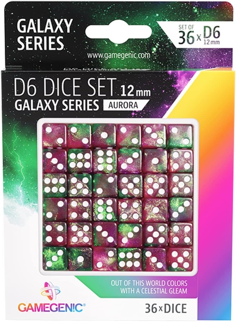 [Gamegenic galaxy serie dobbelstenen set 36x d6 12mm aurora] Gamegenic Galaxy D6 Dice Set (36-delig) (Aurora)