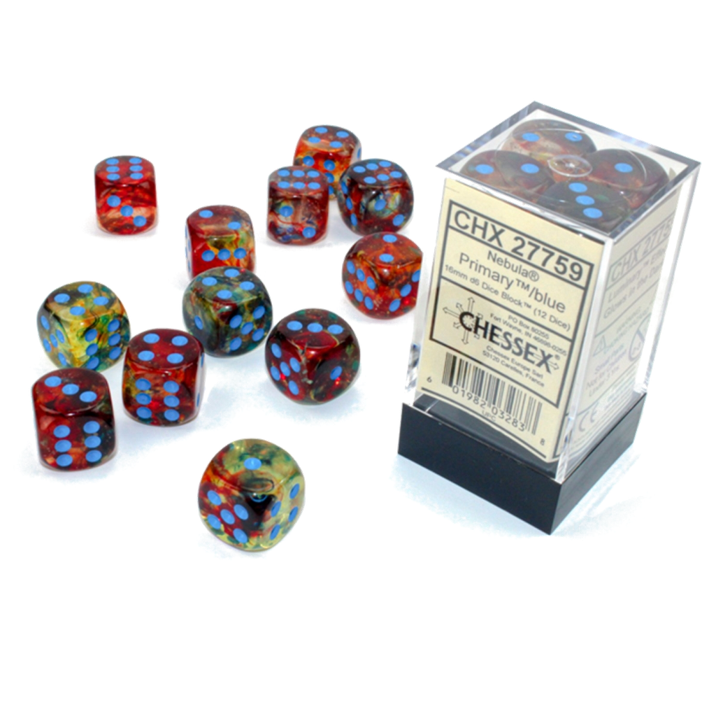 Chessex - Luminary D6 Dice Set (12 Dice) (Nebula Primary/Blue)