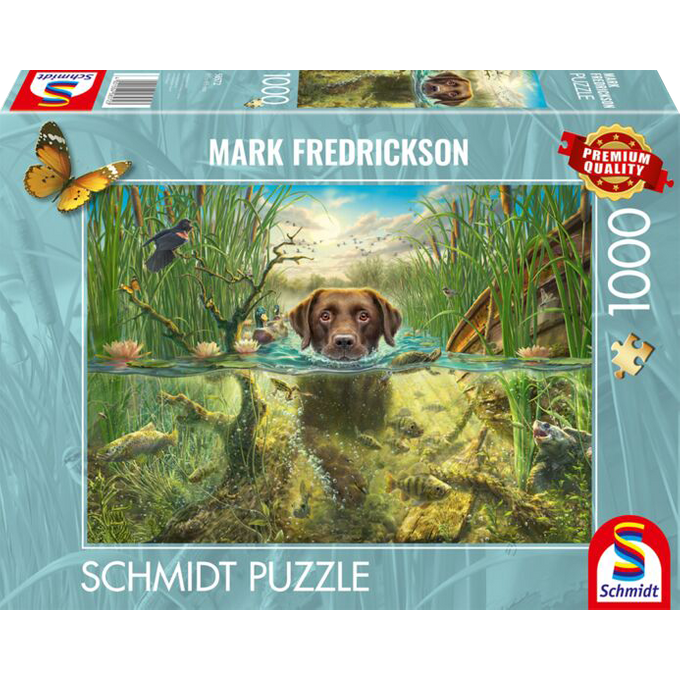 Chocolate labrador swimming, 1000 stukjes - Puzzel